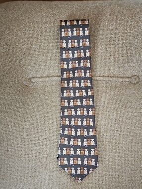 greendog Tie with Brown and Cream Dog Pattern